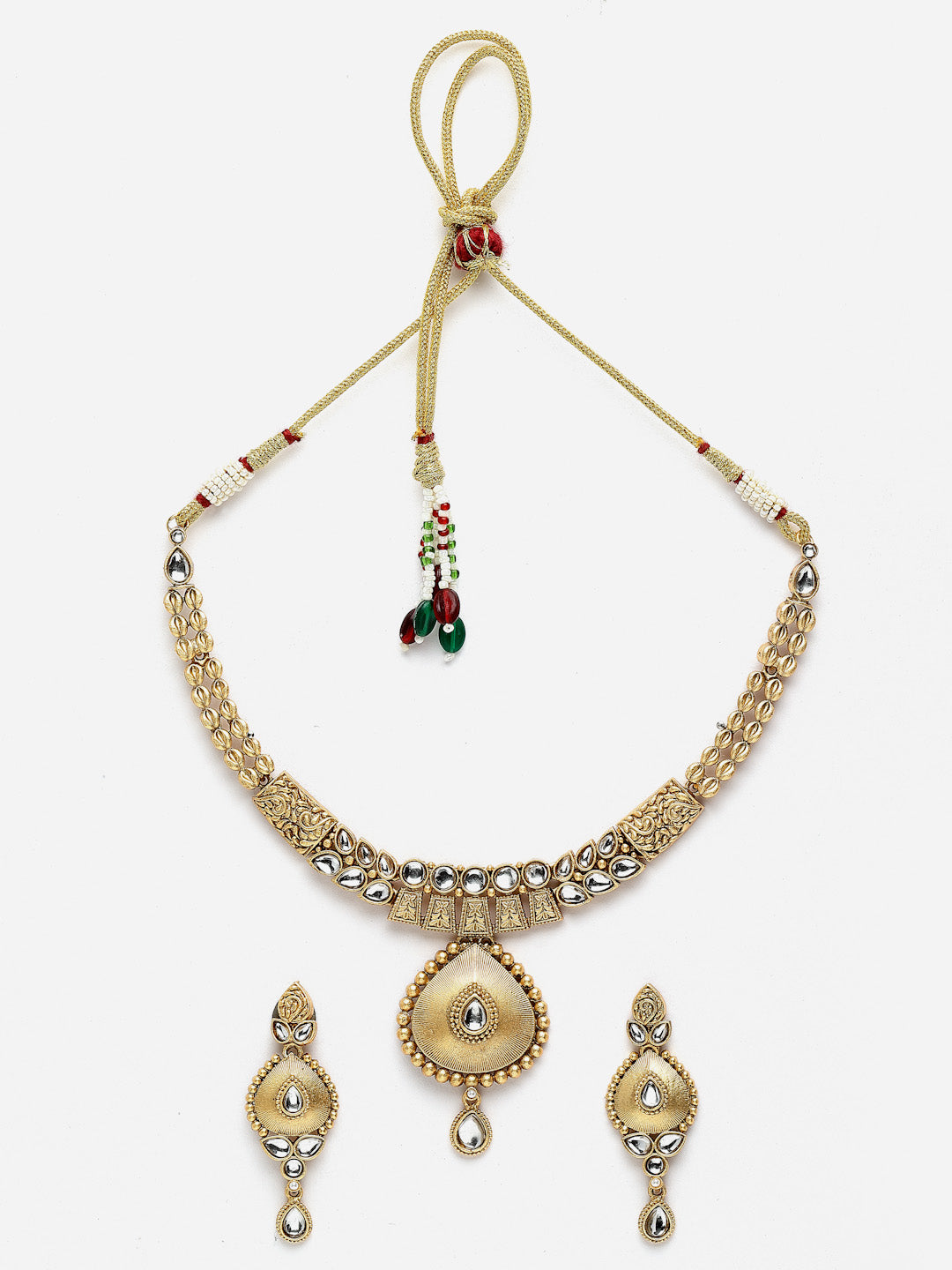 Gold-Plated Stone-Studded Jewellery Set