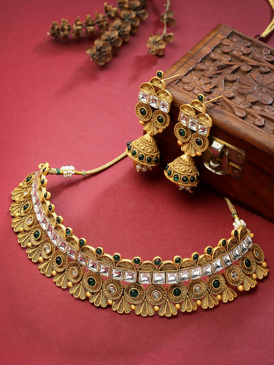 Gold-Plated Kundan-Studded Jewellery Set