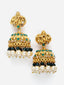 Gold-Plated Stone-Studded & Beaded Jewellery Set