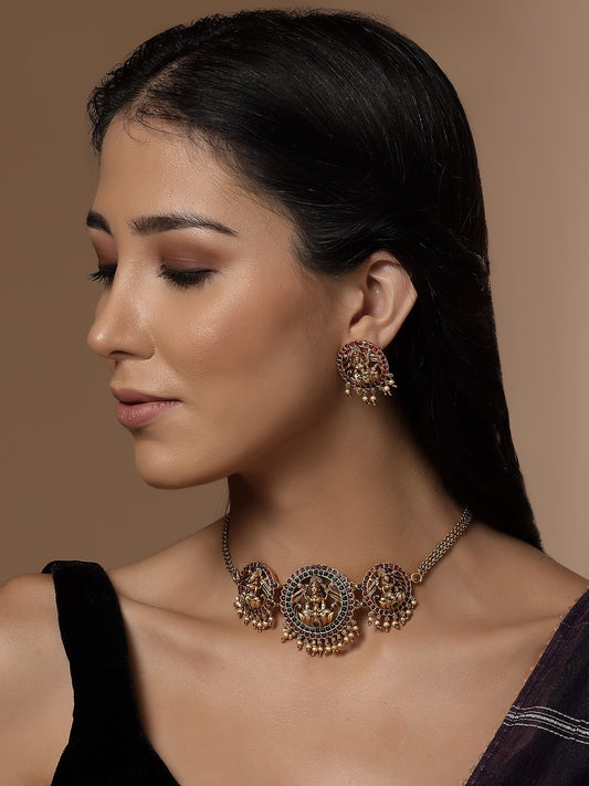 Gold-Plated Kundan Studded Jewellery Set