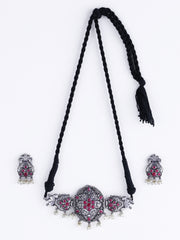 Silver-Plated Stone Studded Jewellery Set