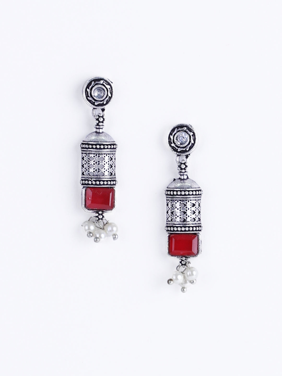 Silver Plated Stone-Studded & Beaded Jewellery Set