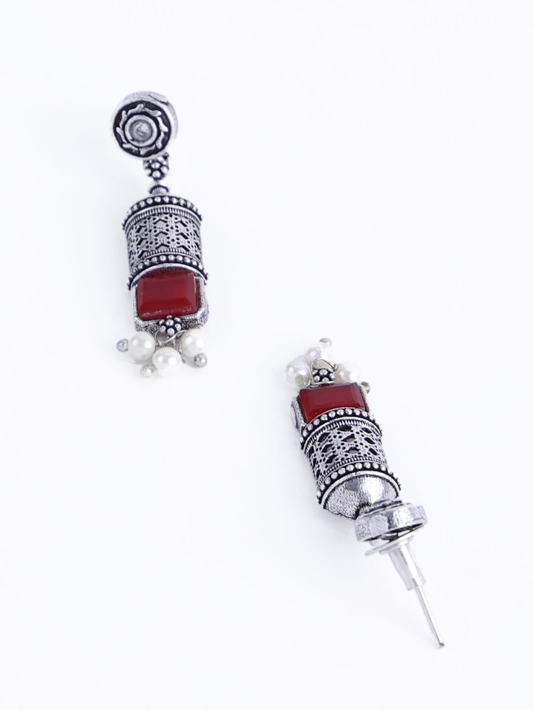 Silver Plated Stone-Studded & Beaded Jewellery Set