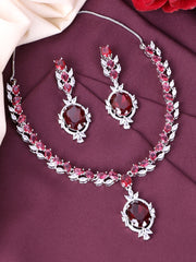 Silver-Plated Stone- Studded Jewellery Set