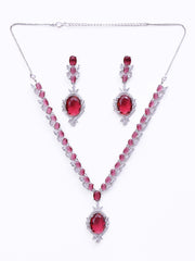 Silver-Plated Stone- Studded Jewellery Set