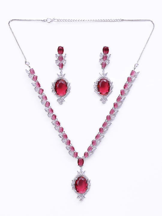 Silver-Plated Stone- Studded Jewellery Set