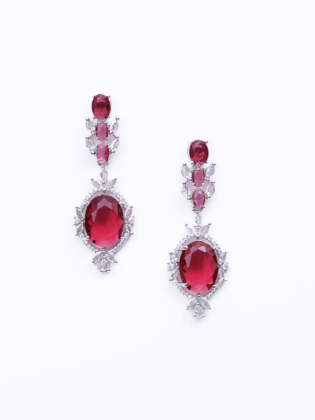 Silver-Plated Stone- Studded Jewellery Set