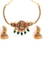 Gold-Plated Stone-Studded & Beaded Temple Jewellery Set