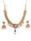 Gold-Plated Peacock Shaped Stone-Studded & Beaded Jewellery Set