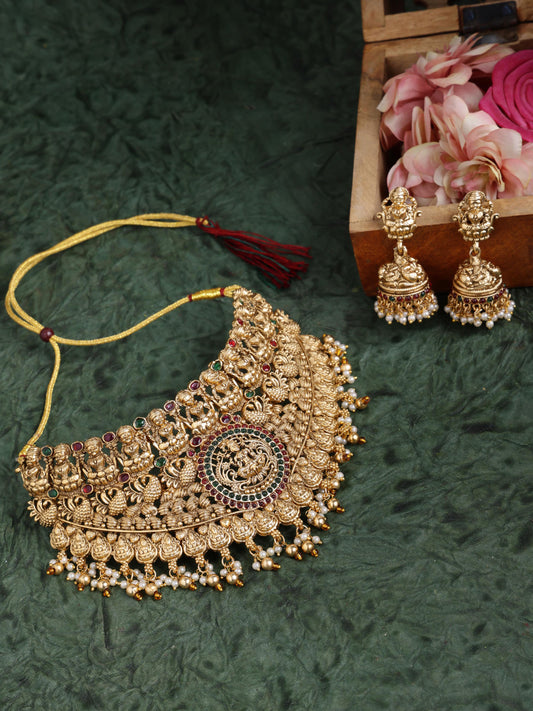 Gold-Plated Stones Studded Jewellery Set