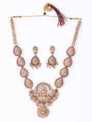 Gold Plated Stones Studded & Beaded Jewellery Set