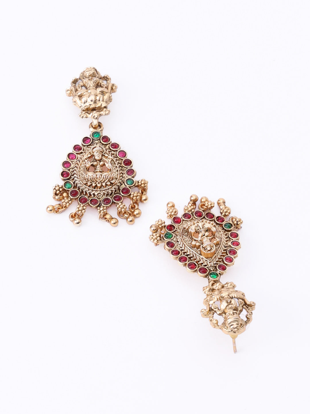 Gold Plated Stones Studded & Beaded Jewellery Set