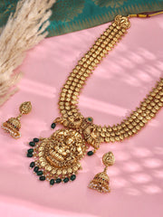 Gold-Plated Stone Studded & Beaded Jewellery Set