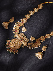 Gold-Plated Stone-Studded & Beaded Jewellery Set