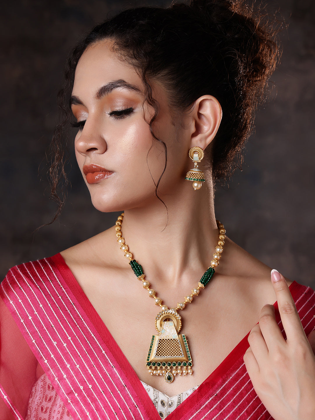 Gold-Plated Stone-Studded Jewellery Set