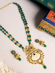 Gold-Plated Stone Studded & Beaded Jewellery Set