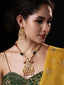 Gold-Plated Stone-Studded & Beaded Jewellery Set