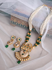 Gold-Plated Stone studded and beaded Jewellery Set