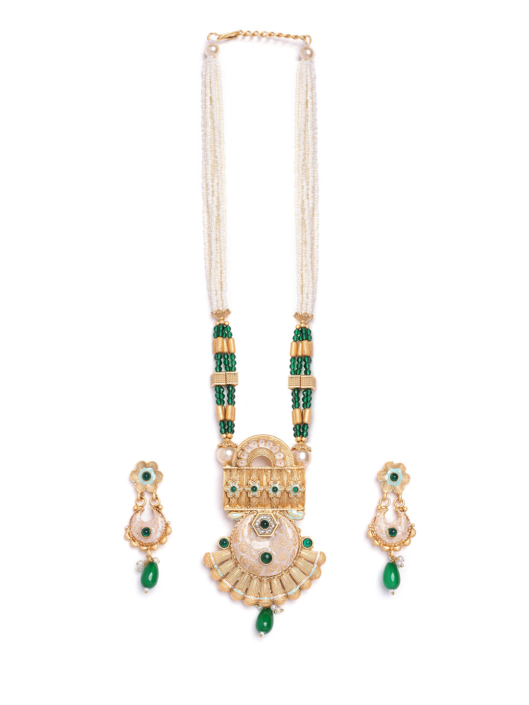 Gold-Plated Stone studded and beaded Jewellery Set
