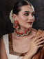 Gold-Plated Kundan Studded & Beaded Necklace & Earrings With Maang Tika