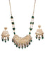 Gold-Plated Kundan Studded & Beaded Necklace and Earrings