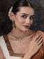 Gold Plated Stone Studded & Beaded Necklace and Earrings