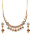 Gold Plated Stone Studded & Beaded Necklace and Earrings