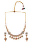 Gold Plated Stone Studded & Beaded Necklace and Earrings