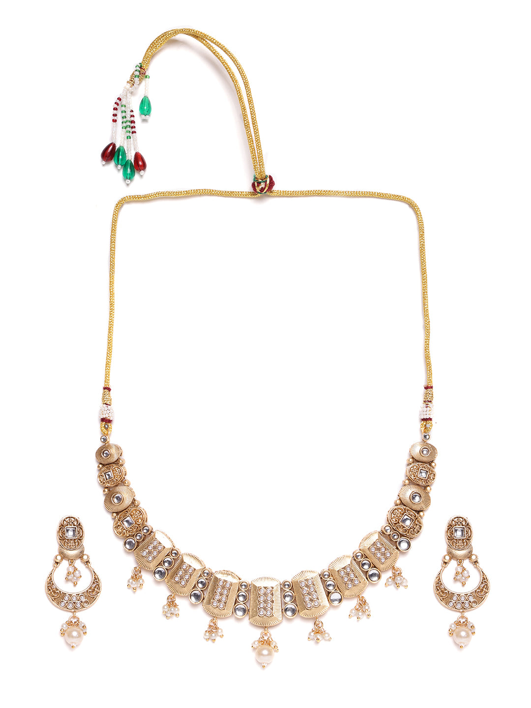 Gold Plated Kundan Studded Jewellery Set