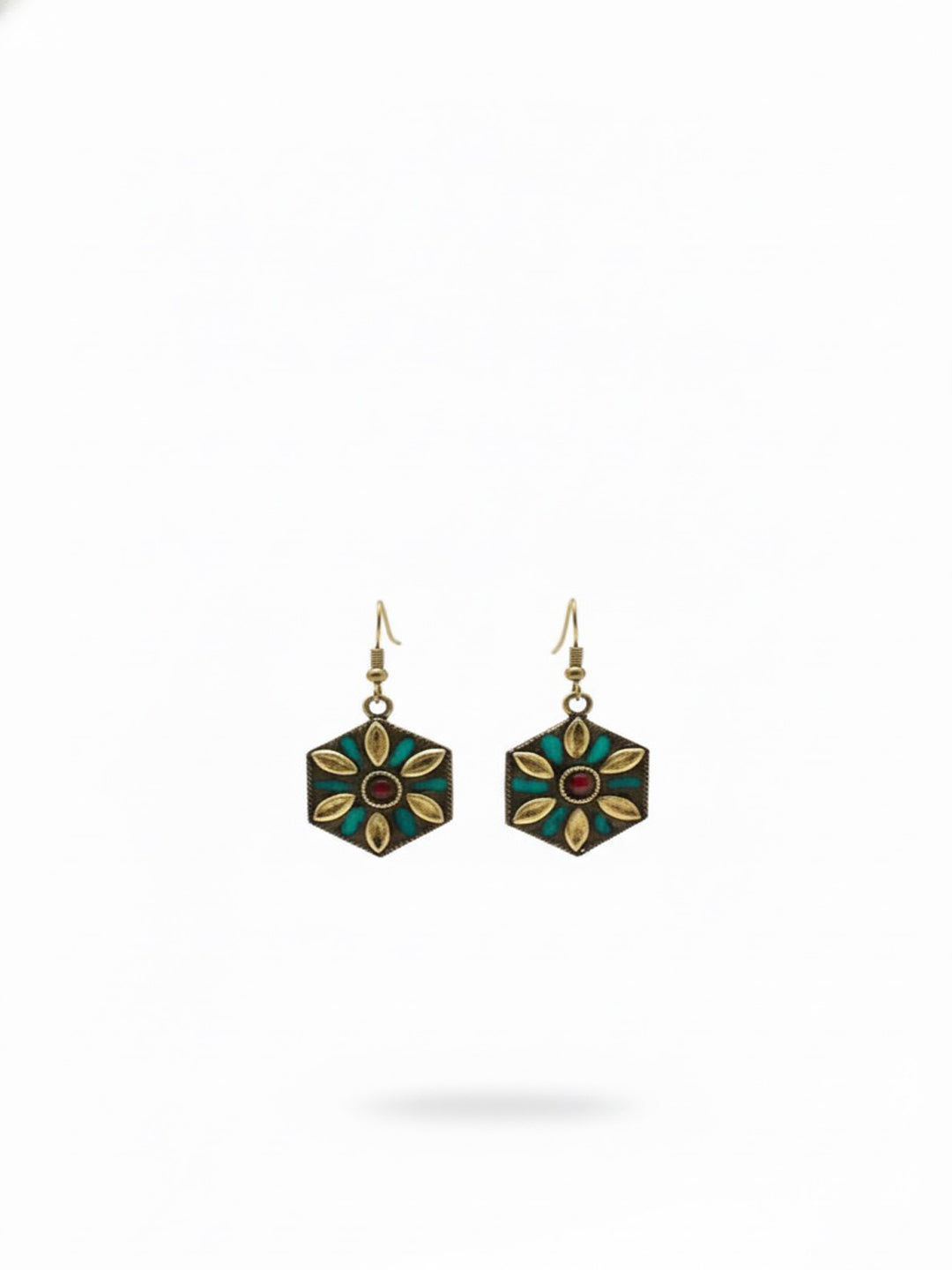 Gold-Plated Artificial Stones Studded Necklace With Earrings