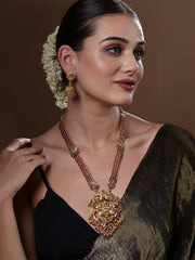 Gold-Plated Cubic Zirconia-Studded Necklace & Earrings