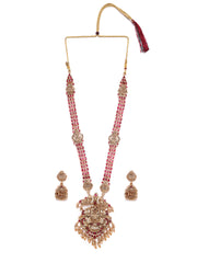 Gold-Plated Cubic Zirconia-Studded Necklace & Earrings