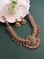 Gold Plated Temple Necklace Set with Lakshmi Motif & Pearl Detailing