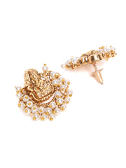 Gold-Plated Stones Studded & Beaded Necklace & Earrings