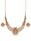Gold-Plated Stones Studded & Beaded Necklace & Earrings