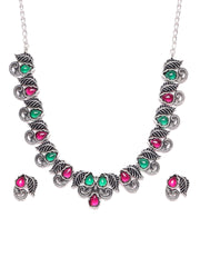 Silver-Plated Stone-Studded Jewellery Set