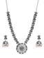 Sliver Plated Cubic Zirconia Studded Oxidised Jewellery Set