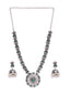 Sliver Plated Cubic Zirconia Studded Oxidised Jewellery Set