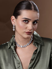 Silver-Plated Solitaire Studded Jewellery Set