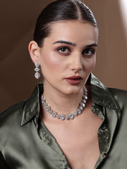 Silver-Plated Solitaire Studded Jewellery Set