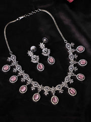 Silver-Plated Solitaire Stones Studded Jewellery Set