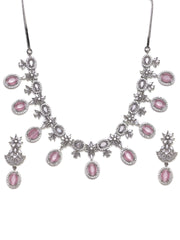 Silver-Plated Solitaire Stones Studded Jewellery Set