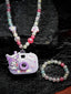 Mini Camera Beaded Necklace With Bracelet