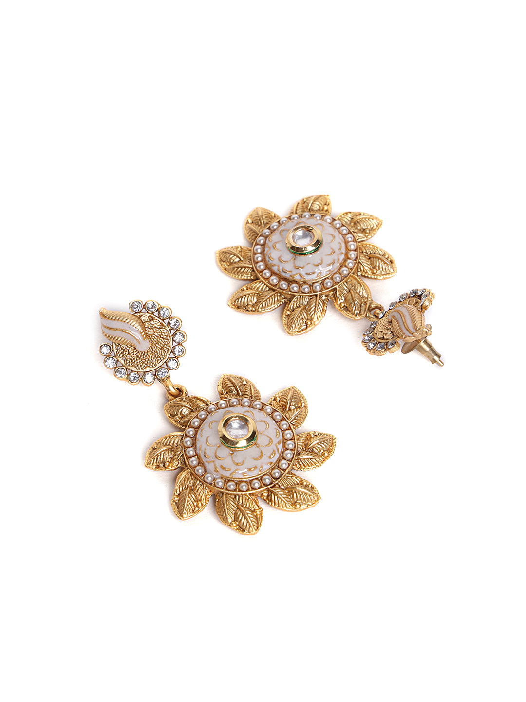 Gold Plated CZ-Studded & Beaded Jewellery Set