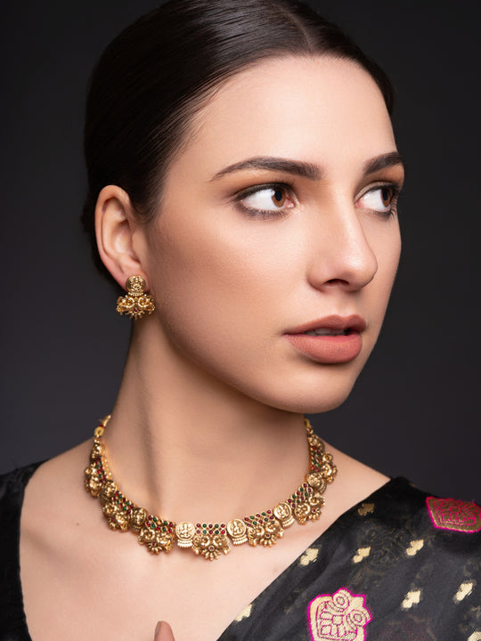 Gold-Plated Stones-Studded Jewellery Set