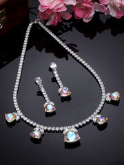 Silver-Plated Cubic Zirconia Studded Jewellery Set