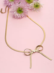 18KT Gold Plated Stainless Steel Tarnish-Free Bow Knot Necklace