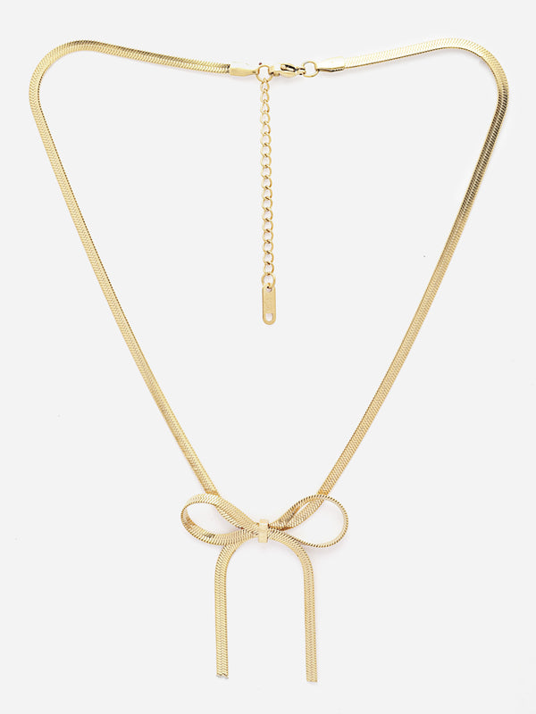 18KT Gold Plated Stainless Steel Tarnish-Free Bow Knot Necklace