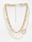 Gold-Plated White Handcrafted Multi-Layered Necklace