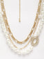 Gold-Plated White Handcrafted Multi-Layered Necklace